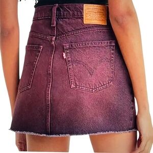 Levi's Denim Purple Burgundy Icon Raw Hem Skirt Size: 31/9
